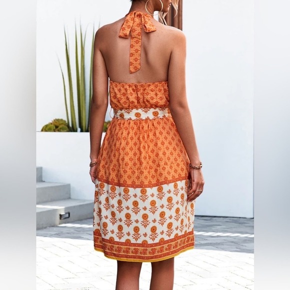 Caribbean Sunset Orange Floral Mini Dress - Picture 4 of 5